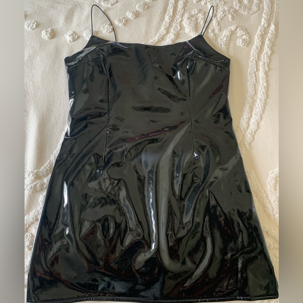 Garage vinyl cami dress in black